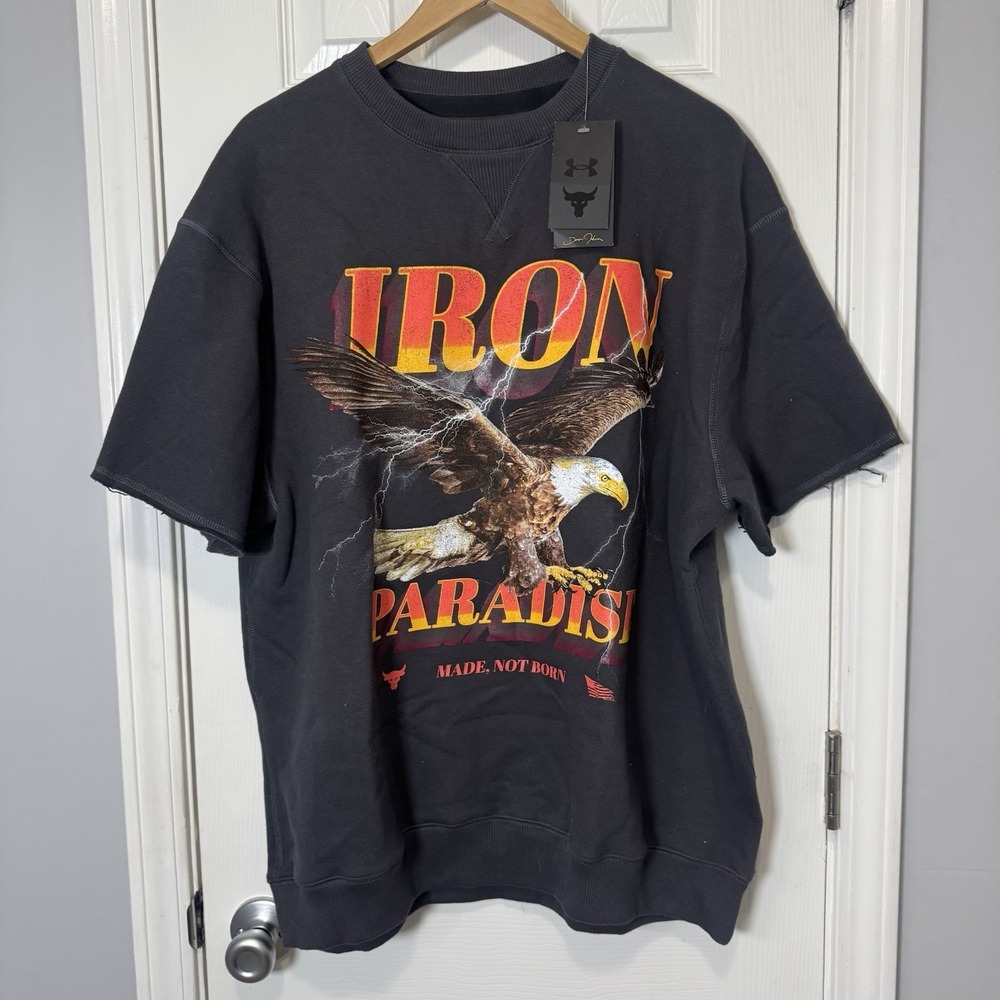 NWT Men's Under Armour XL Project Rock "Iron Paradise" SS Sweatshirt 1367037 $70